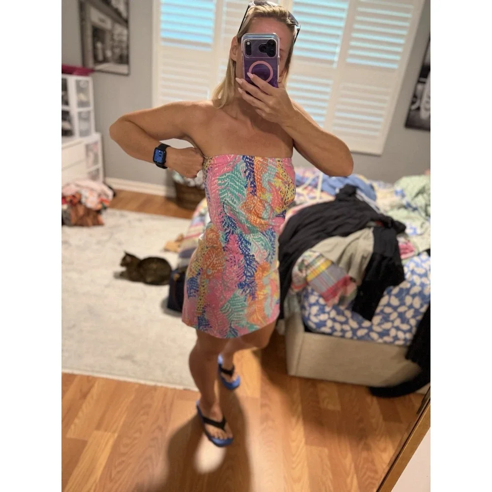 Lilly Pulitzer Windsor Strapless Dress -Electric Feel Size XS coverup Beachy - Picture 16 of 16